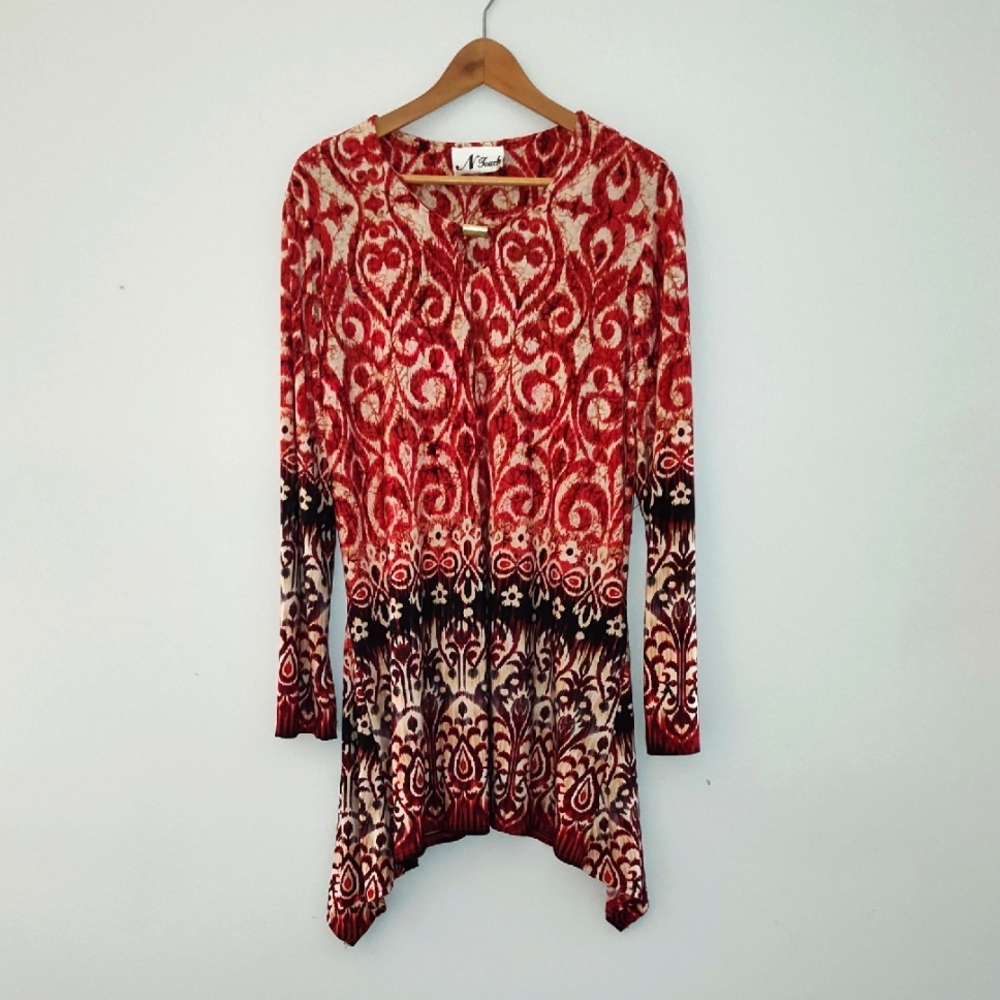 N Touch Tunic Top Blouse Size XL Abstract Bohemian Colorful Fall Winter Casual